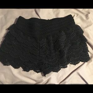 Black fringe shorts